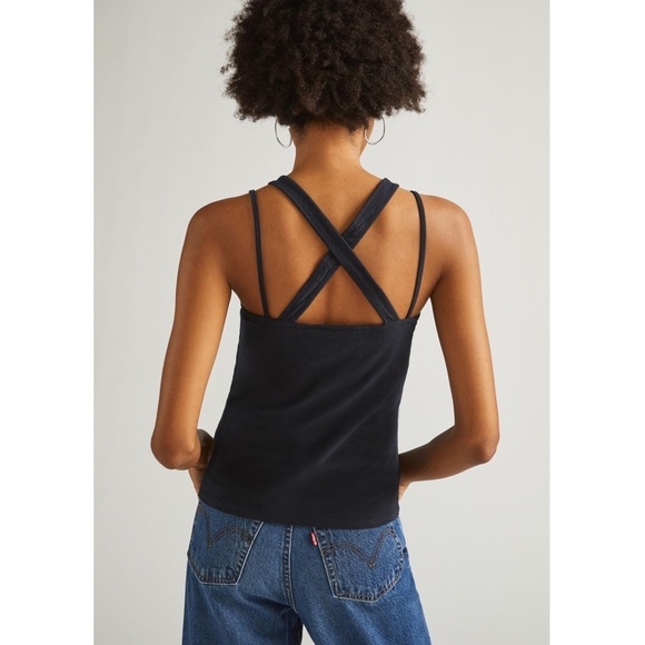 ANTHROPOLOGIE Strappy Tank Top Maeve Deep-V New Black Size XXS Anthro NWT - Picture 2 of 8